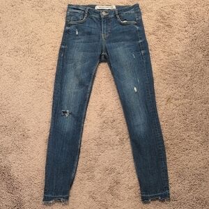 Zara Blue Distressed Skinny Jeans